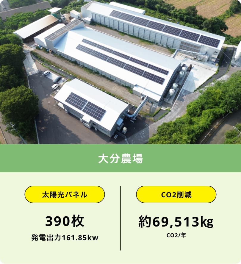 大分農場の太陽光パネルによる年間CO2削減量